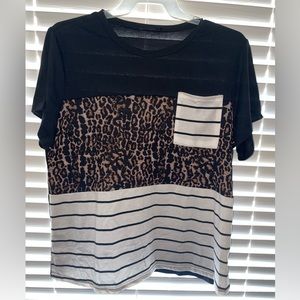 SHEIN cheetah, stripes shirt